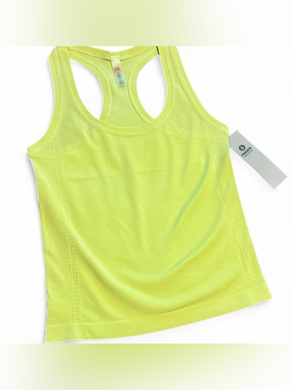 NWT Mono B Small Seamless Lime Green Razorback Tank with Breathable Sides.
